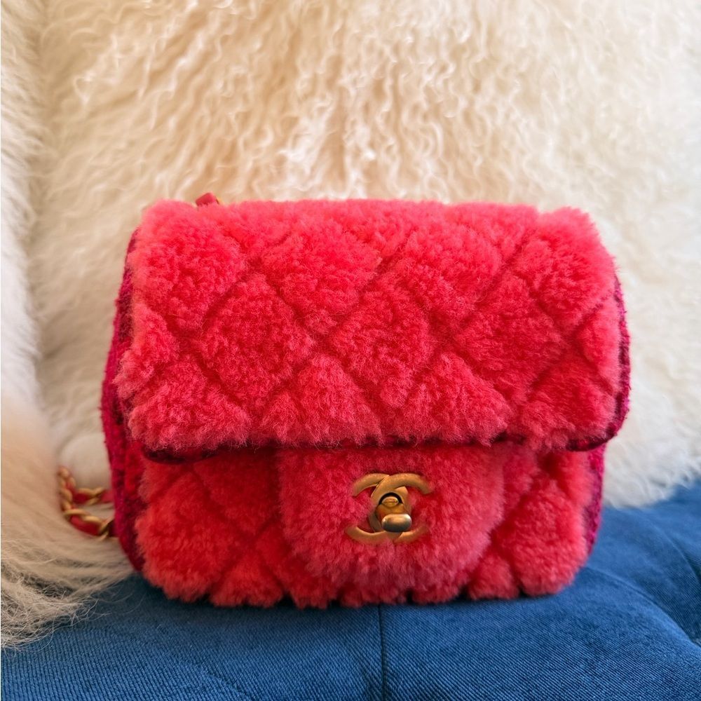 CHANEL Vibrant Pink Shearling Mini Bag